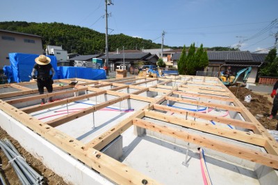 熊本県上益城郡04　注文住宅建築現場リポート④　～土台敷～